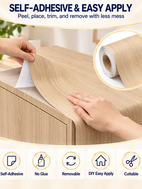Factory Self-Adhesive Wood Grain Decorative PVC Film for Furniture — Wall panels