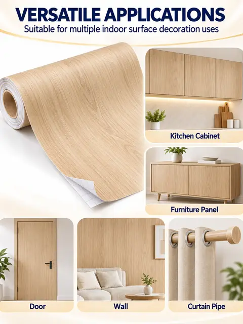 Factory Self-Adhesive Wood Grain Decorative PVC Film for Furniture — Countertops & tables