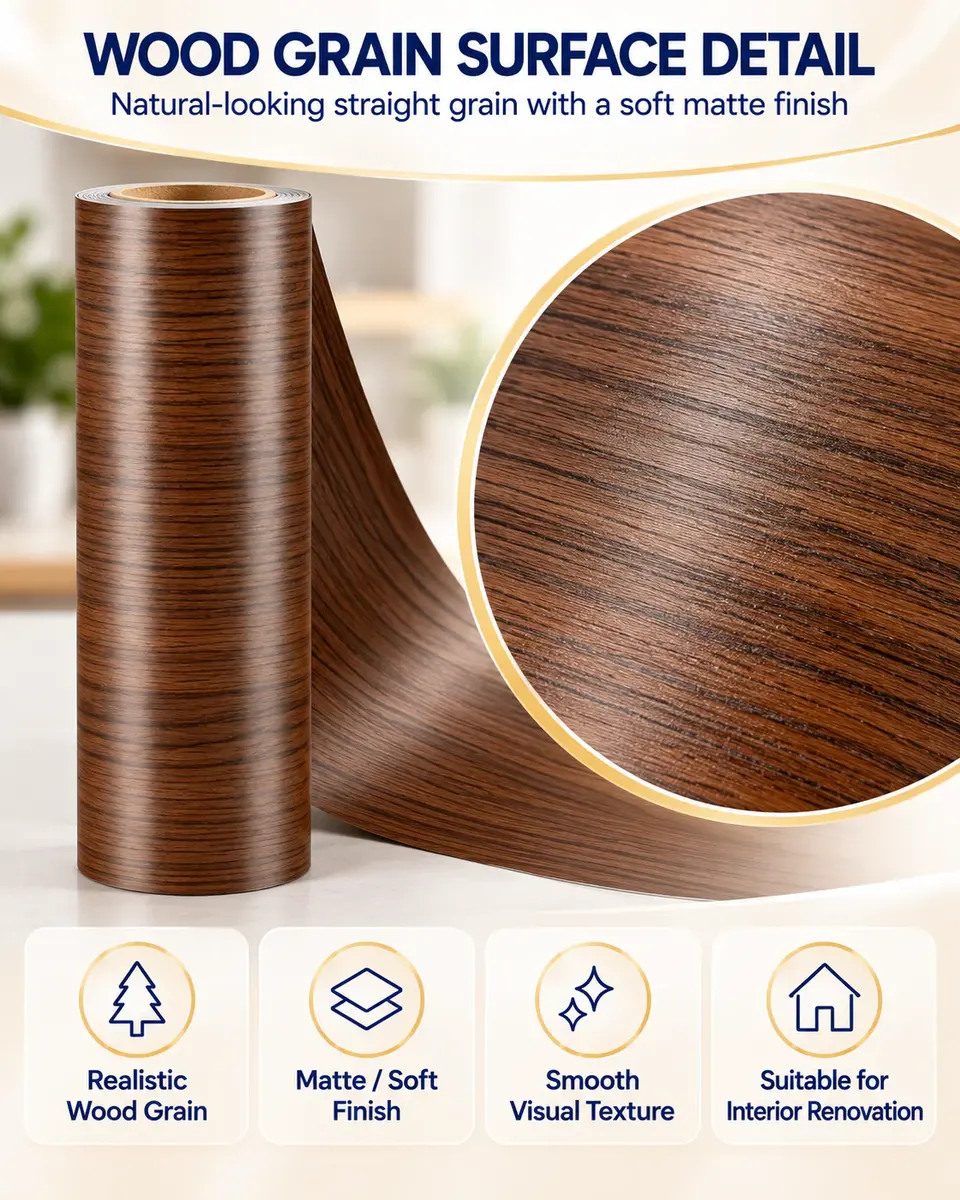 Self-Adhesive Wood Grain Film for Door & Furniture Renovation — Construction and material layers