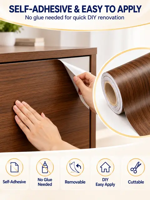 Self-Adhesive Wood Grain Film for Door & Furniture Renovation — Wall panels