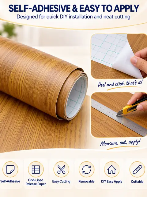 Factory Price Self-Adhesive Wood Grain PVC Film for Door & Furniture — Wall panels