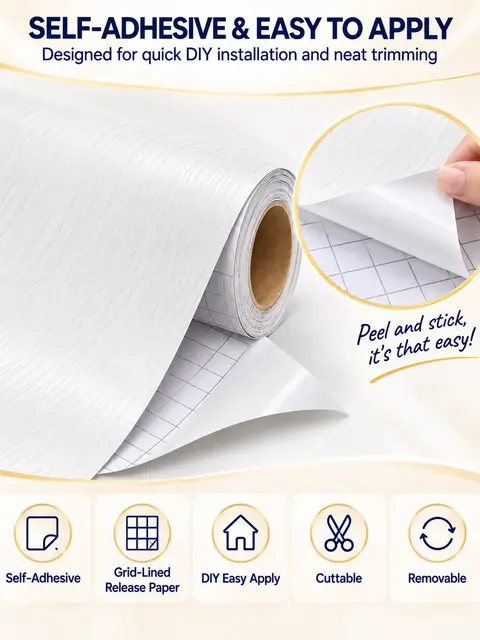 Factory Price White Wood Grain Self-Adhesive PVC Film for Furniture — Wall panels