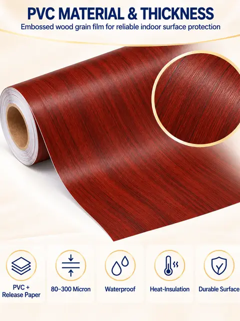 Fashion Wood Grain Self-Adhesive PVC Decorative Film for Furniture — Cabinet refacing