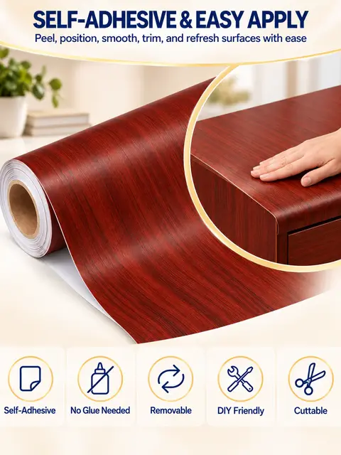 Fashion Wood Grain Self-Adhesive PVC Decorative Film for Furniture — Wall panels
