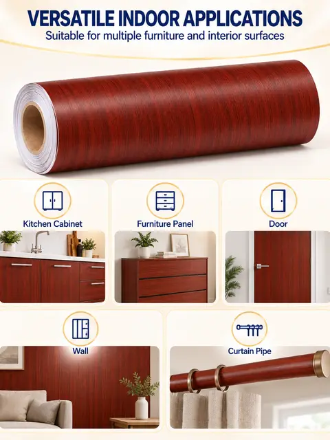 Fashion Wood Grain Self-Adhesive PVC Decorative Film for Furniture — Countertops & tables