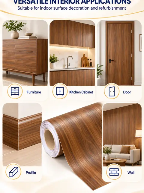 Self-Adhesive PVC Wood Grain Vinyl Wrap Film for Furniture — Countertops & tables