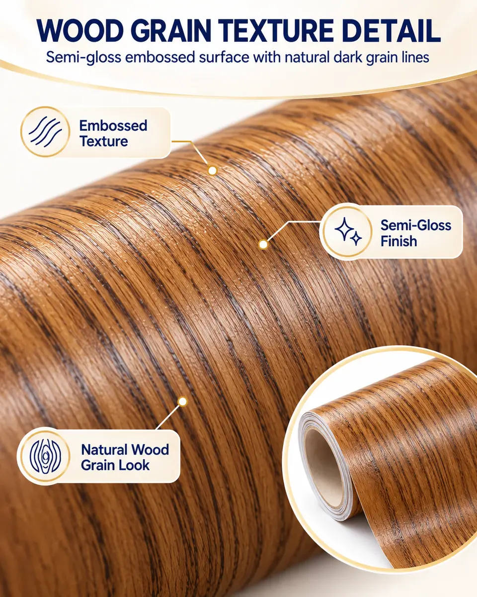 High-Quality Self-Adhesive PVC Wood Grain Decorative Film for Furniture & Interior — Construction and material layers