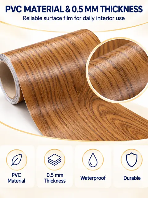 High-Quality Self-Adhesive PVC Wood Grain Decorative Film for Furniture & Interior — Cabinet refacing