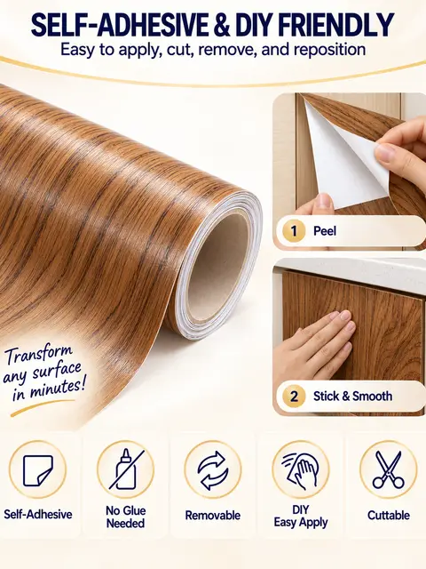 High-Quality Self-Adhesive PVC Wood Grain Decorative Film for Furniture & Interior — Wall panels