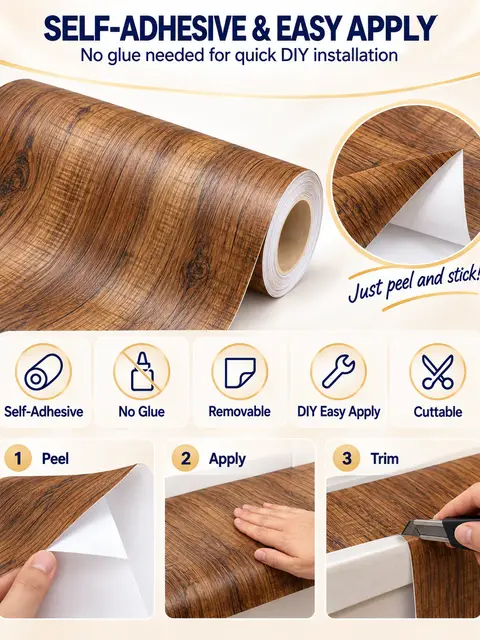 Rustic Wood Texture Self-Adhesive PVC Decorative Film for Furniture — Wall panels