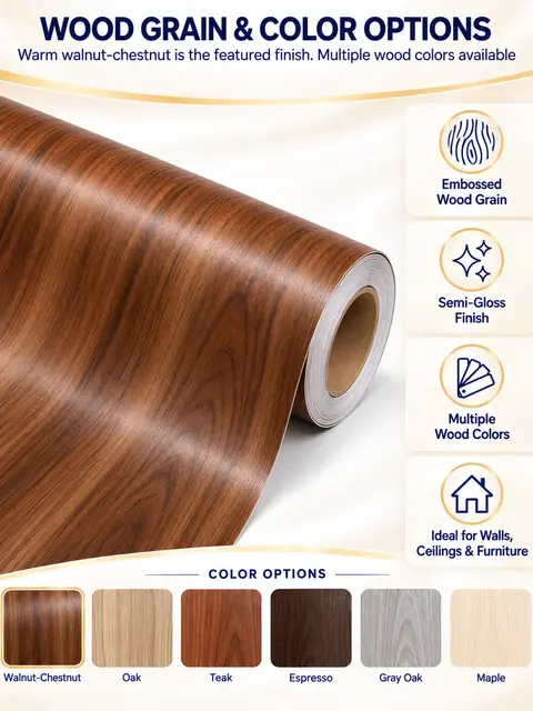 Modern Embossed Wood Grain Self-Adhesive PVC Film for Ceiling, Wall & Furniture — Interior doors