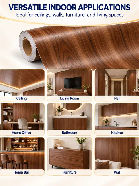 Modern Embossed Wood Grain Self-Adhesive PVC Film for Ceiling, Wall & Furniture — Countertops & tables