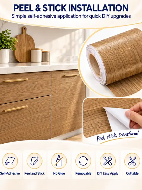 Self-Adhesive PVC Wood Grain Decorative Film for Furniture & Wall — Wall panels