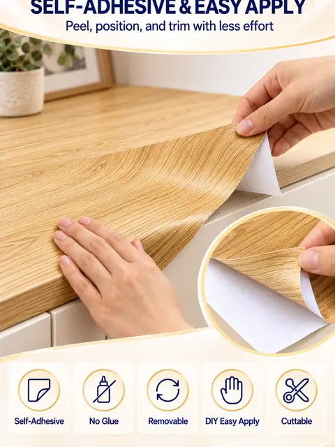 Self-Adhesive PVC Wood Grain Vinyl Wrap Decorative Film for Furniture — Wall panels