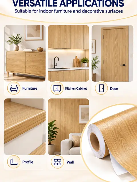 Self-Adhesive PVC Wood Grain Vinyl Wrap Decorative Film for Furniture — Countertops & tables
