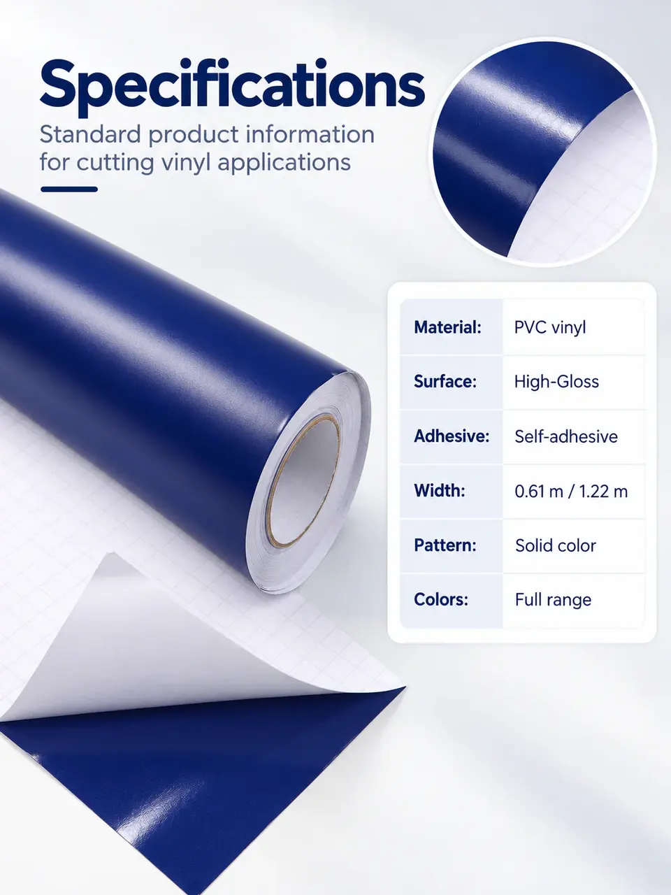Glossy & Matte Color Adhesive Vinyl Roll for Cutting Plotters — Roll format and packaging