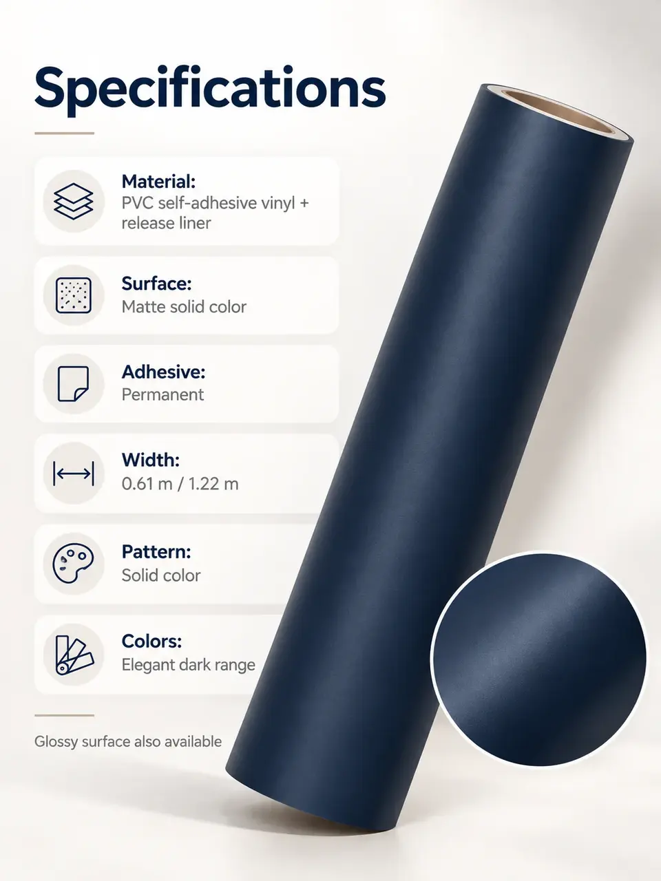 Architectural Accent PVC Vinyl Roll — Roll format and packaging