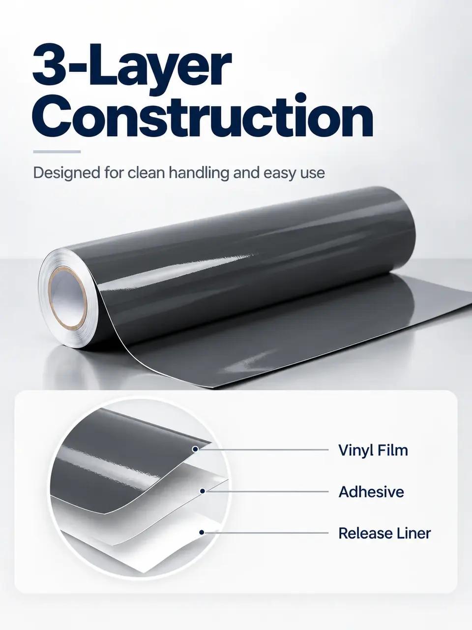 Cutting Vinyl — Glossy & Matte, Permanent & Removable Adhesive Color Vinyl Roll for Plotter — Surface texture and finish close-up
