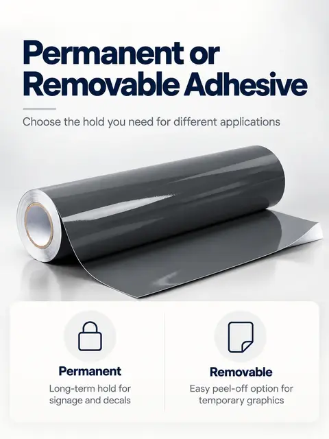 Cutting Vinyl — Glossy & Matte, Permanent & Removable Adhesive Color Vinyl Roll for Plotter — Labels & branding