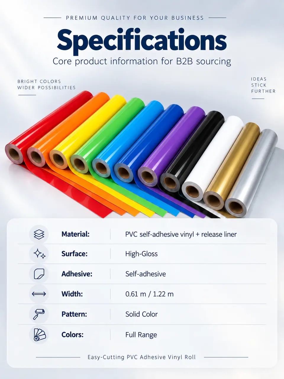 Easy-Cutting PVC Adhesive Vinyl Roll — Roll format and packaging