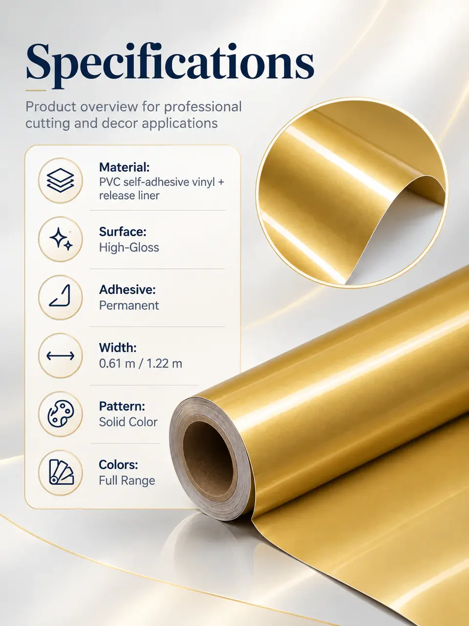 High-End Interior Decor PVC Vinyl Roll — Roll format and packaging