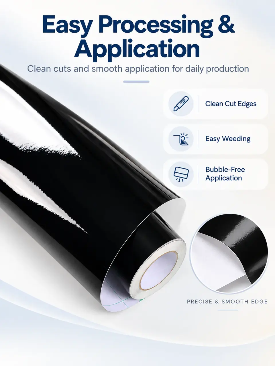 Low-Cost Glossy & Matte Self-Adhesive Vinyl Roll — Installation and application detail