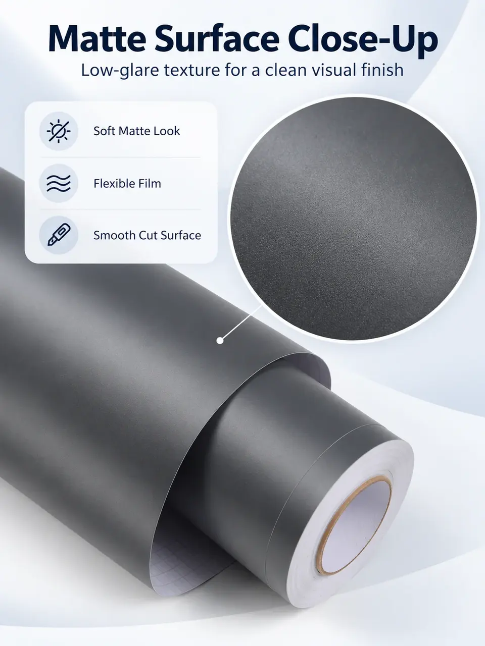Matte Water-Resistant Anti-Aging Self-Adhesive Vinyl Roll — Construction and material layers