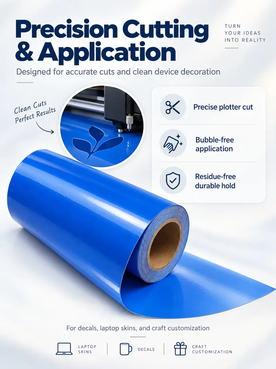 Permanent Self-Adhesive PVC Vinyl Roll for Laptop Skin Decoration — Installation and application detail