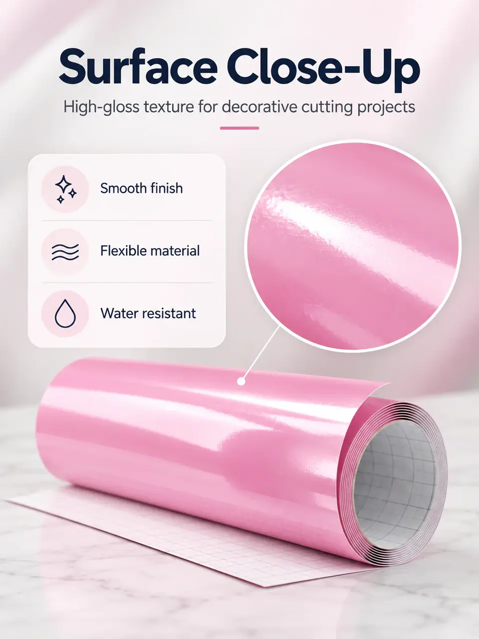 Pink Color Vinyl — Self-Adhesive Regular Cutting Plotter Colorful Vinyl Film Roll — Construction and material layers