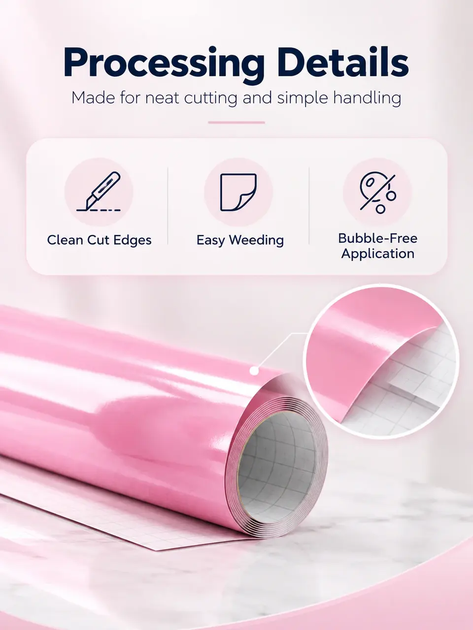 Pink Color Vinyl — Self-Adhesive Regular Cutting Plotter Colorful Vinyl Film Roll — Installation and application detail