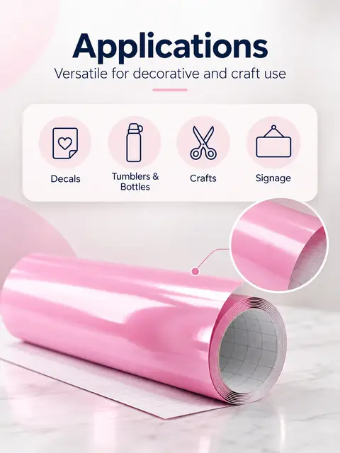 Pink Color Vinyl — Self-Adhesive Regular Cutting Plotter Colorful Vinyl Film Roll — Window decals