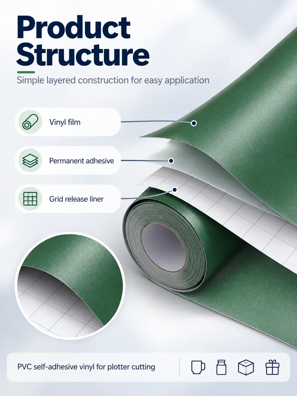 Professional Branding Decal PVC Vinyl Roll — Surface texture and finish close-up