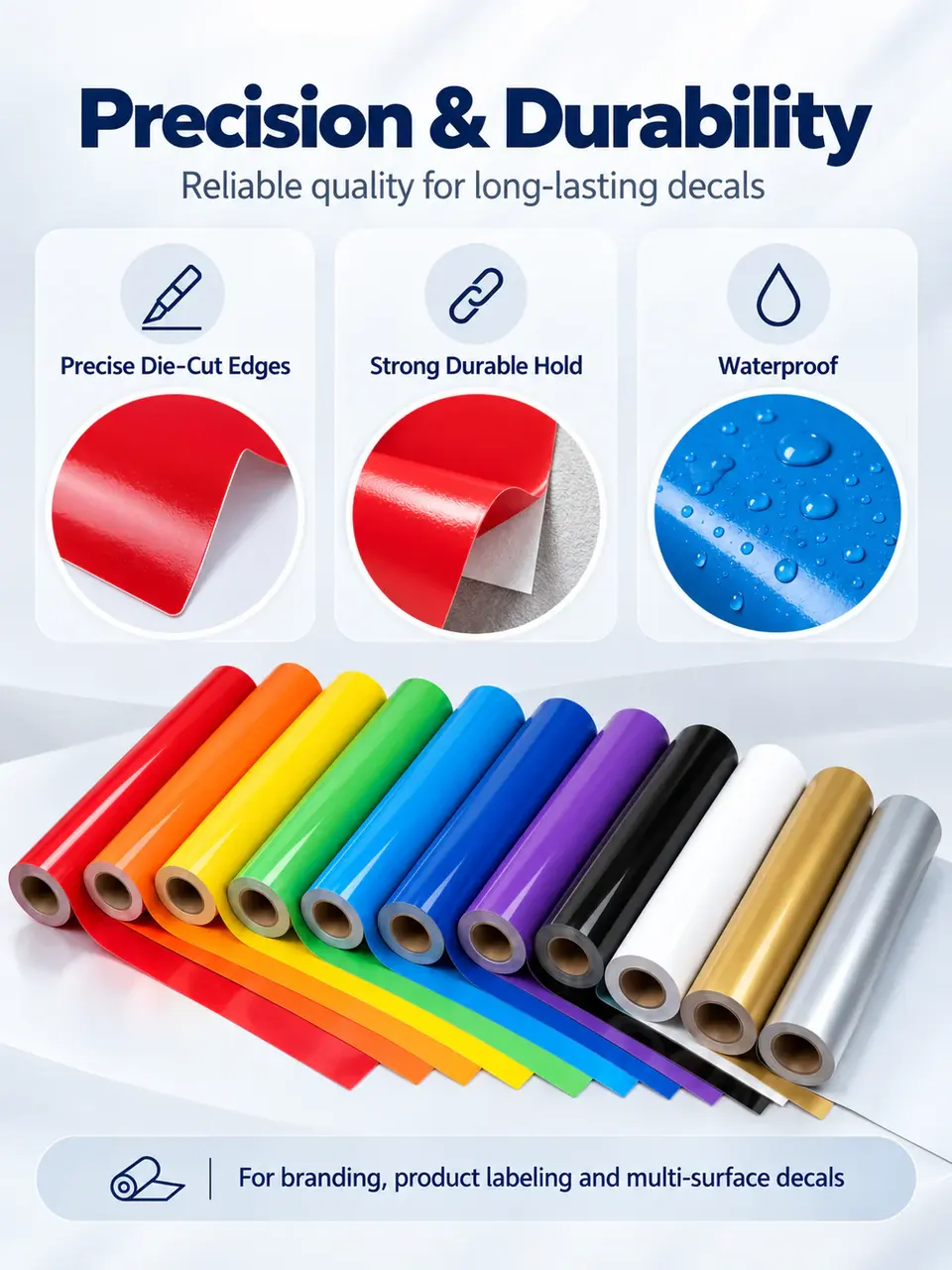Strong-Adhesive Custom Die-Cut Vinyl Stickers — Installation and application detail