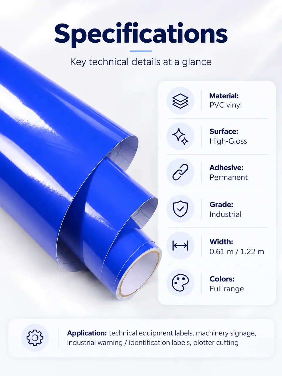 Technical Equipment Labeling PVC Vinyl Roll — Roll format and packaging