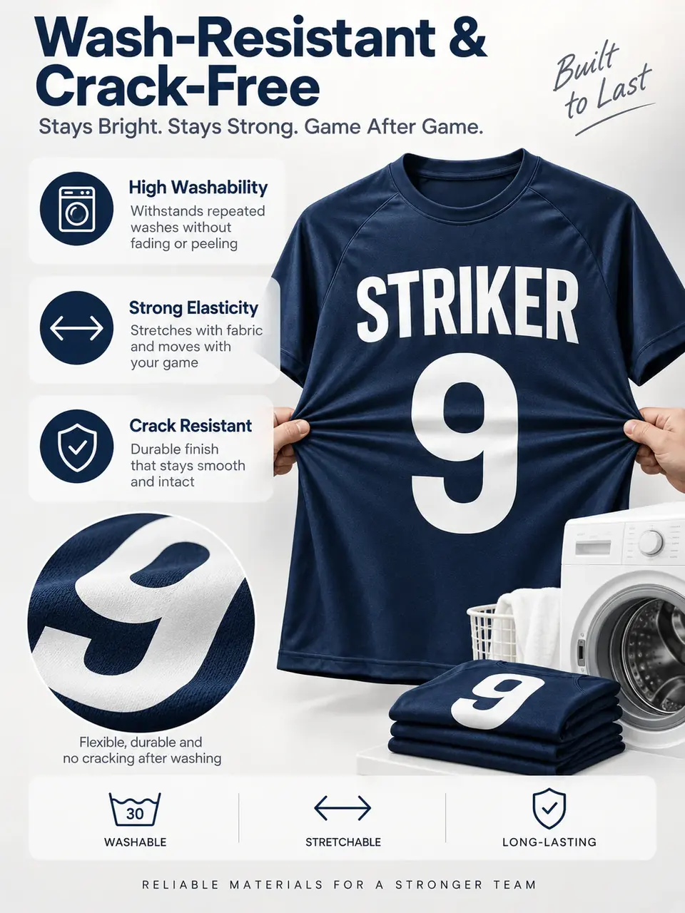 Durable Sportswear PU Heat Transfer Vinyl — Installation and application detail