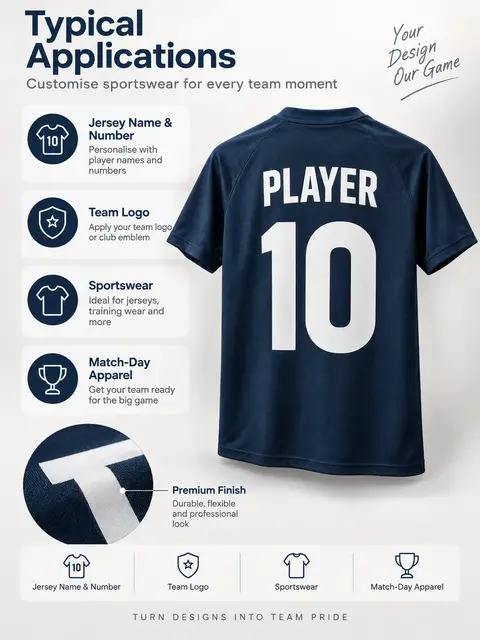 Durable Sportswear PU Heat Transfer Vinyl — Promotional garments
