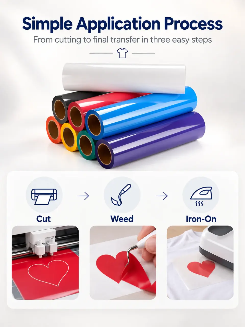 Heat Transfer Vinyl Colors — Installation and application detail