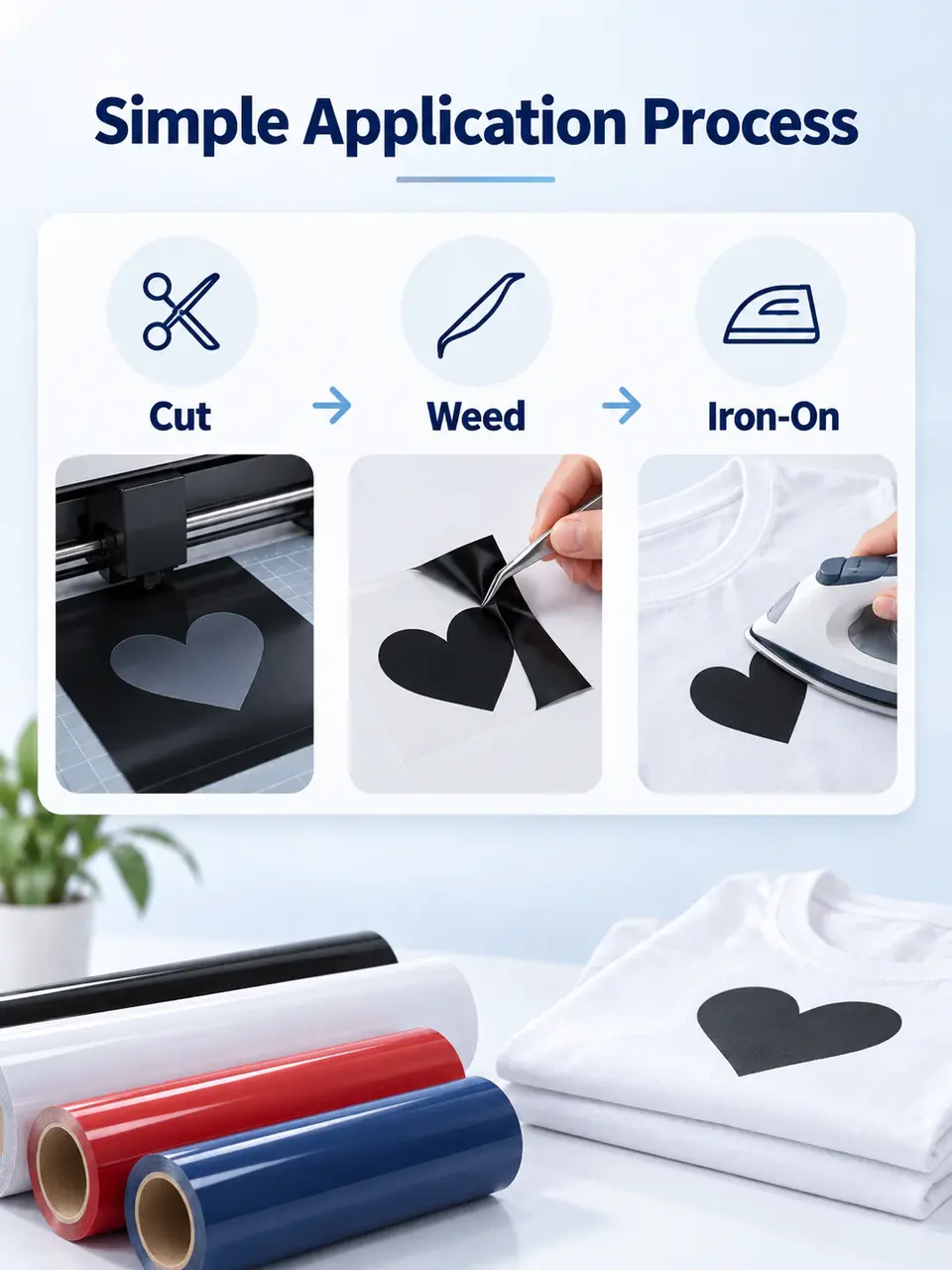 Heat Transfer Vinyl Roll — Installation and application detail
