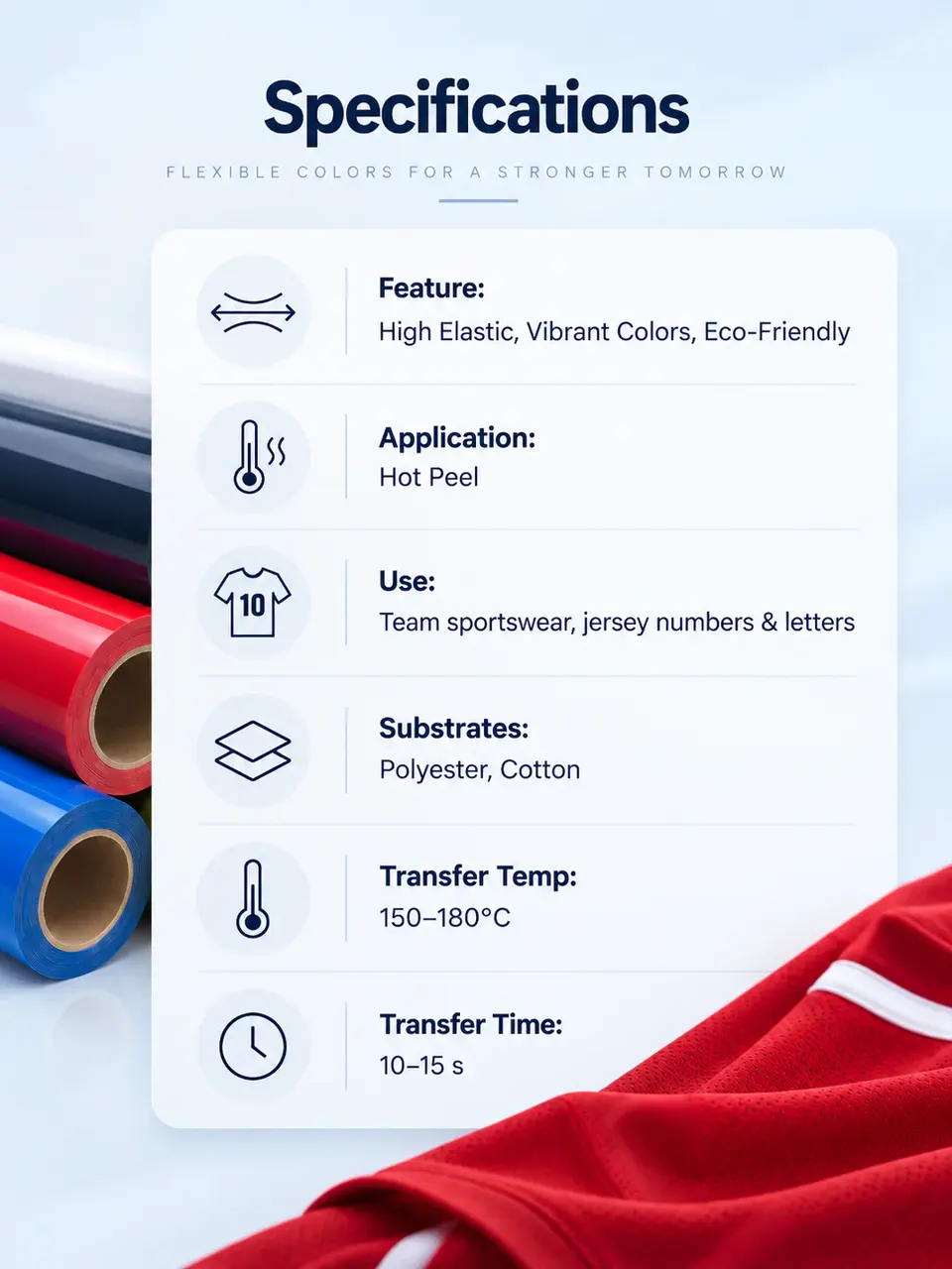 High-Elastic Athletic Heat Transfer Vinyl — Roll format and packaging