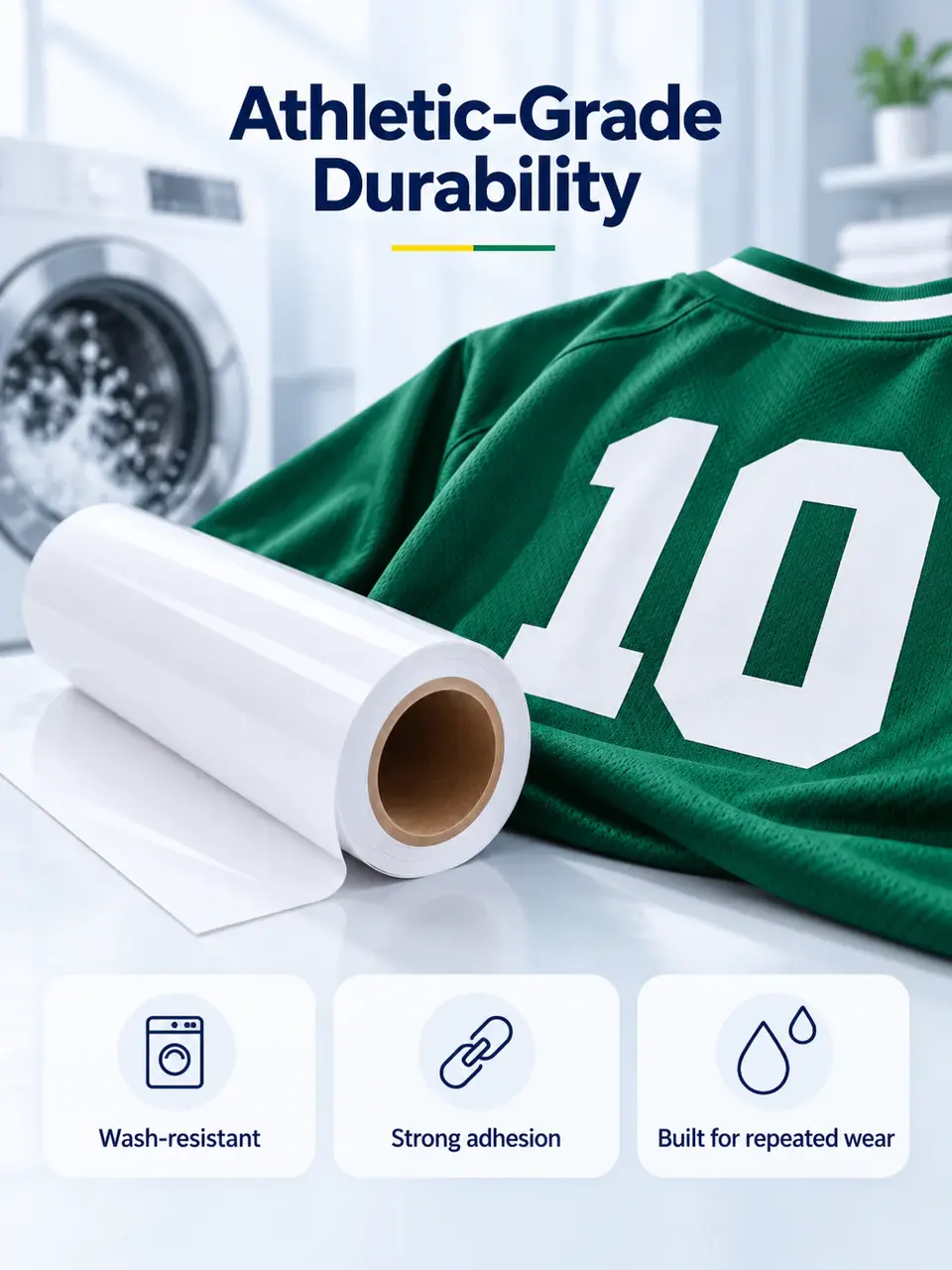 Professional Athletic-Grade Heat Transfer Vinyl — Surface texture and finish close-up