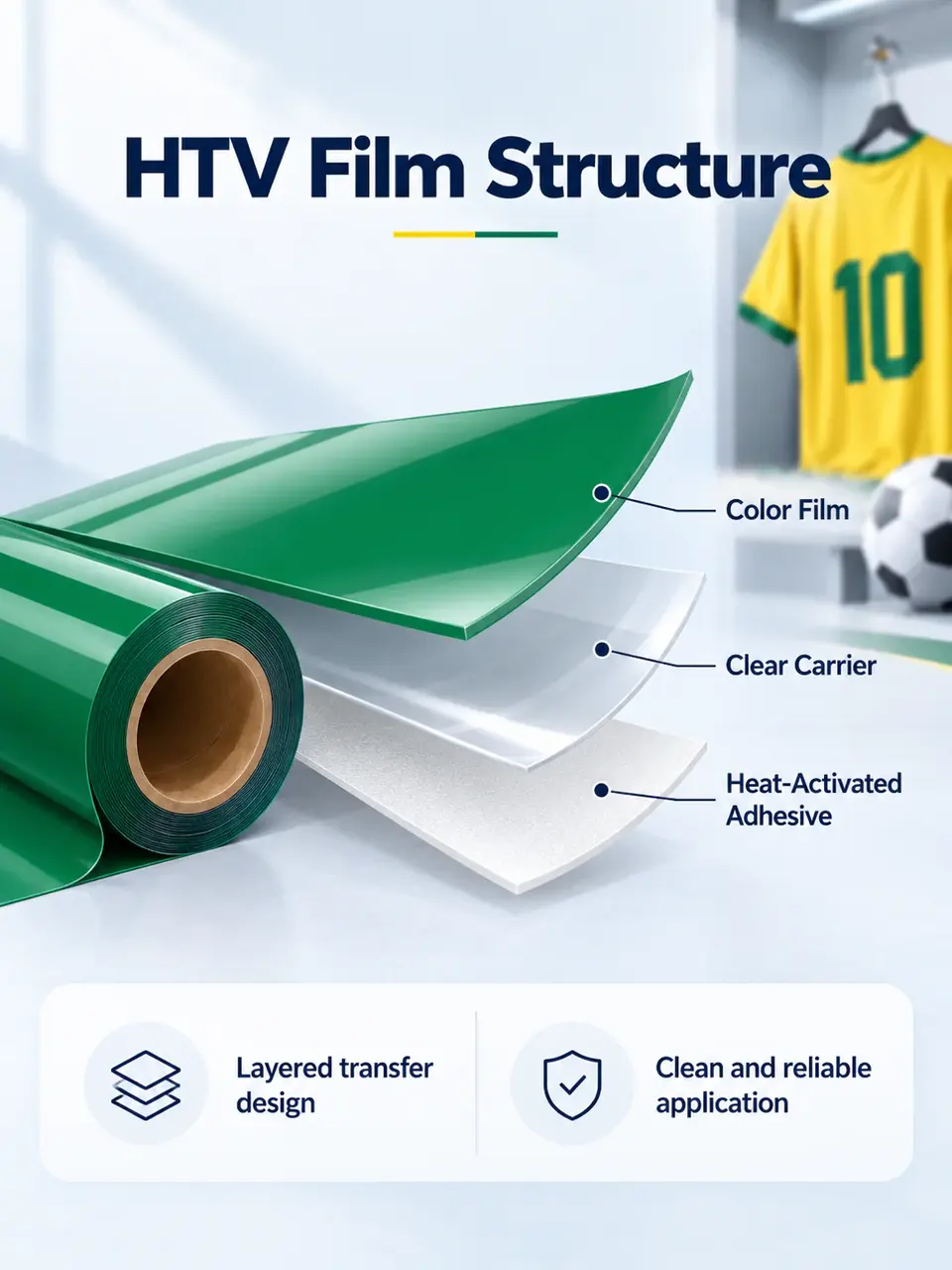 Professional Athletic-Grade Heat Transfer Vinyl — Construction and material layers