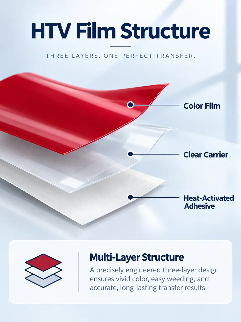 Ultra-Thin Professional Heat Transfer Vinyl — Construction and material layers