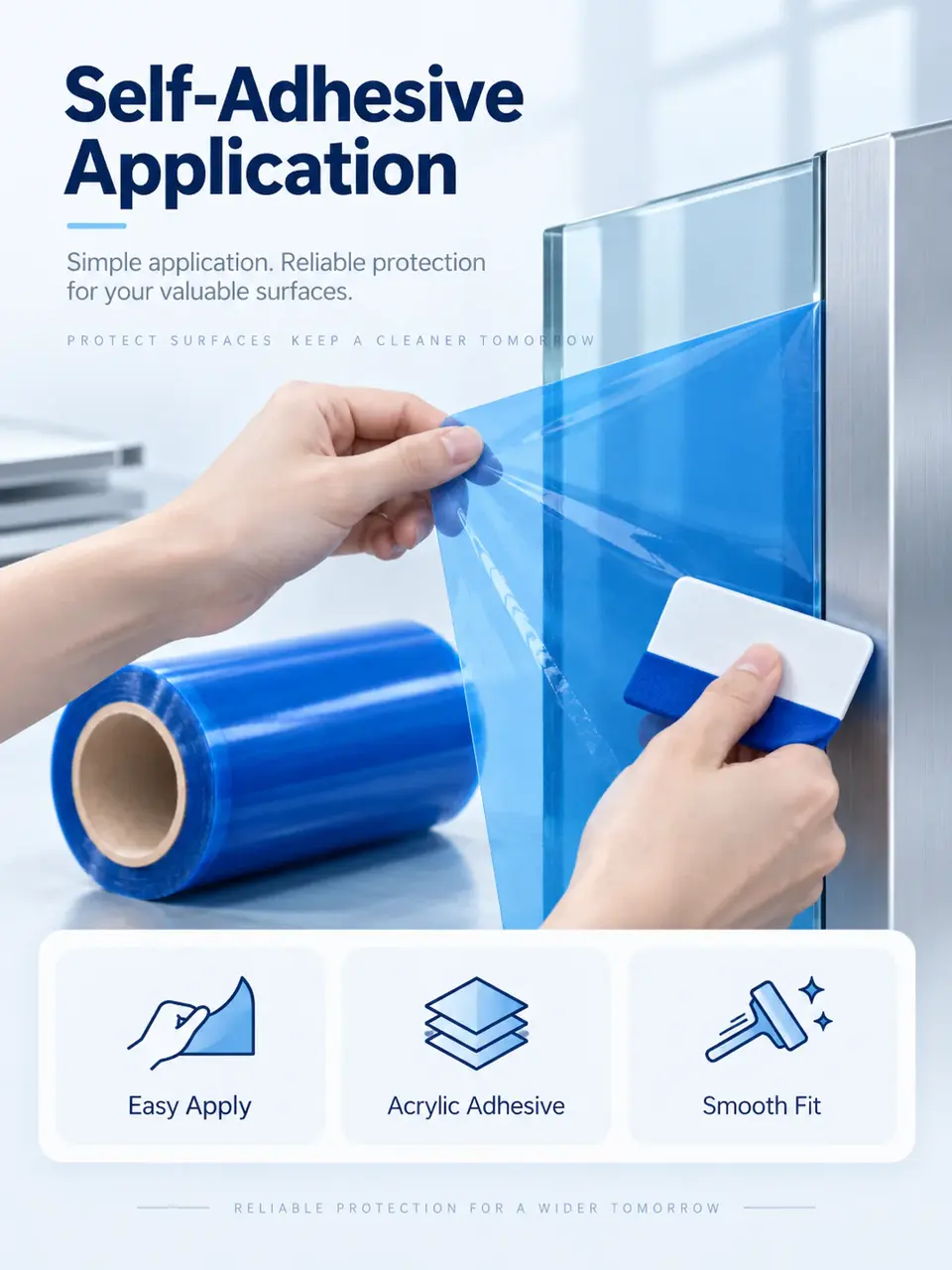 Self-Adhesive PE Surface Protective Film — Surface texture and finish close-up