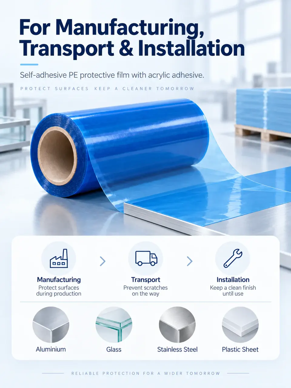 Self-Adhesive PE Surface Protective Film — Installation and application detail