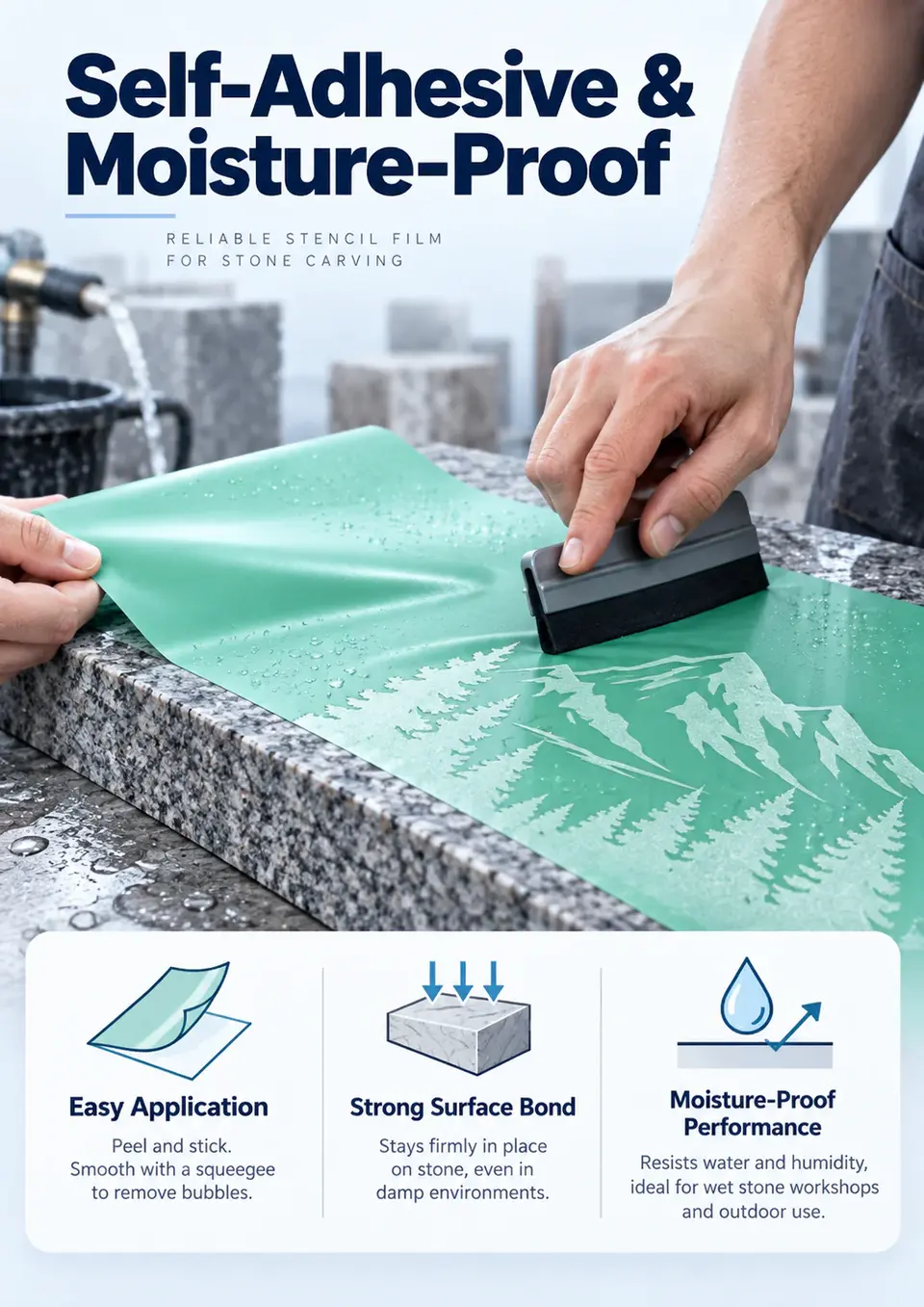 0.5mm PVC Sandblast Stencil Film — Installation and application detail