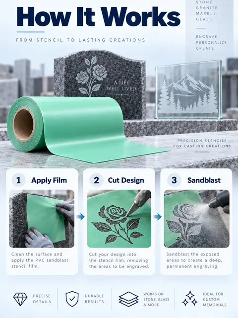 0.5mm PVC Sandblast Stencil Film — Monument lettering