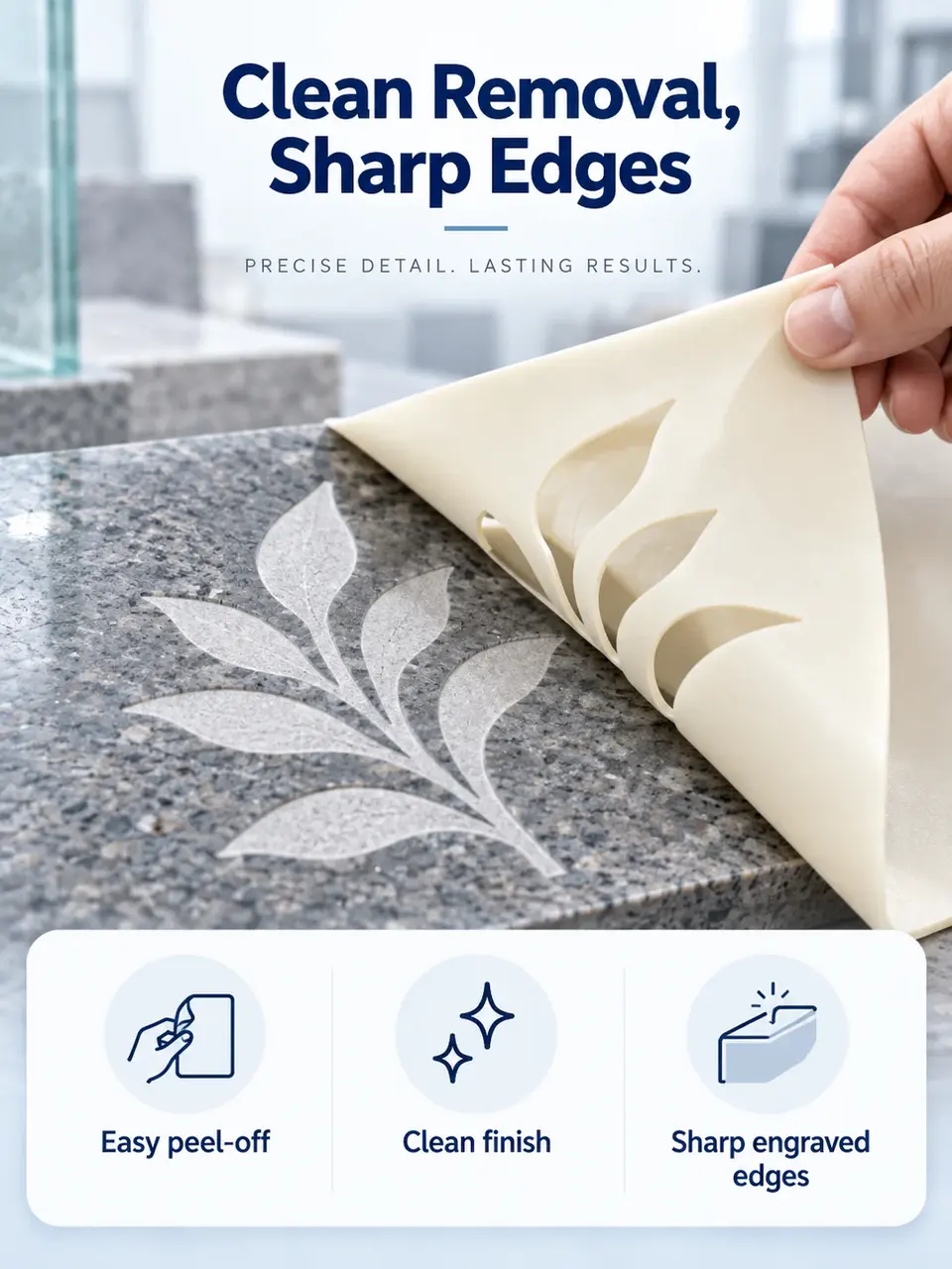 Double-Line Rubber Sandblast Stencil — Installation and application detail