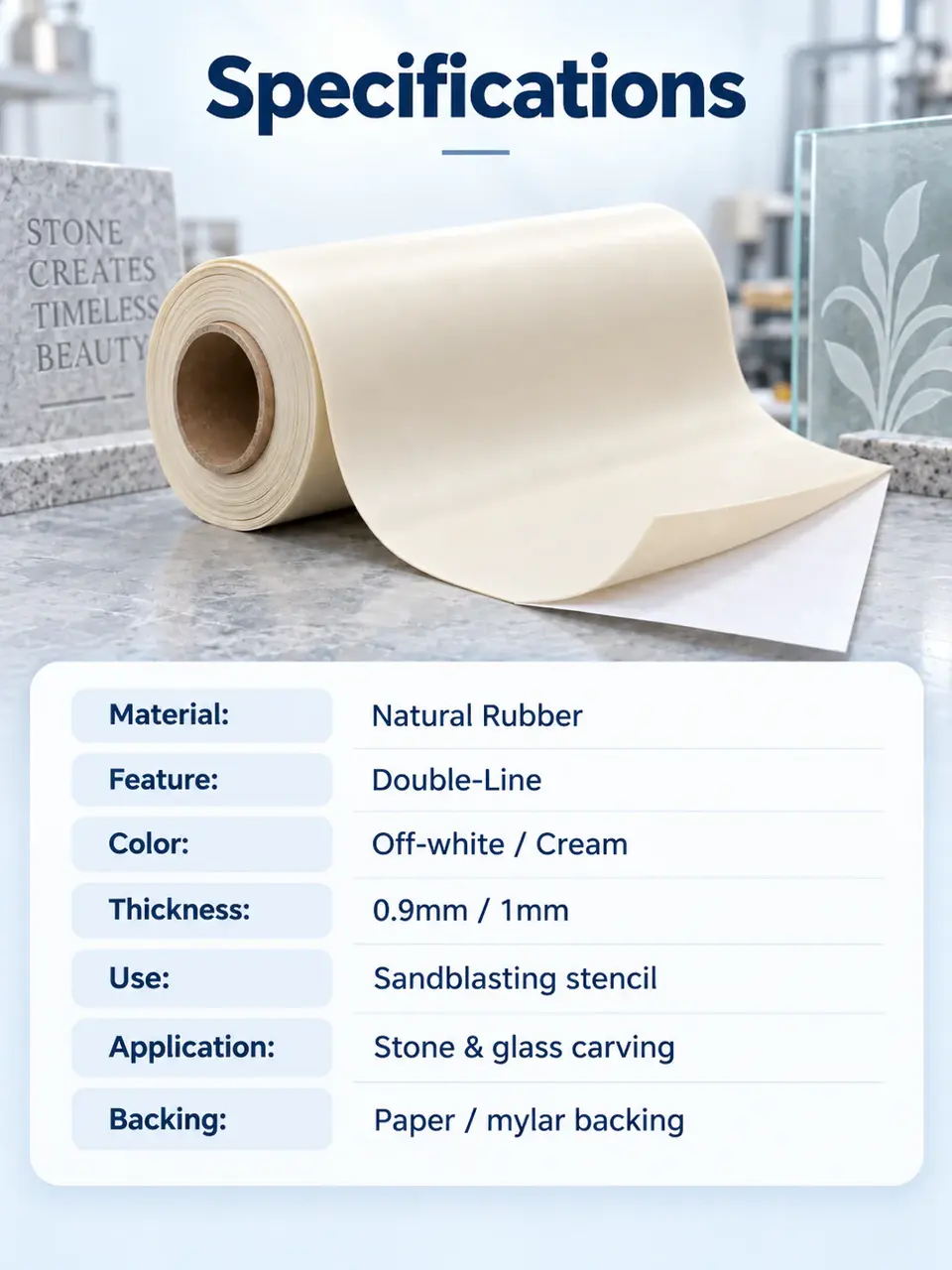 Double-Line Rubber Sandblast Stencil — Roll format and packaging