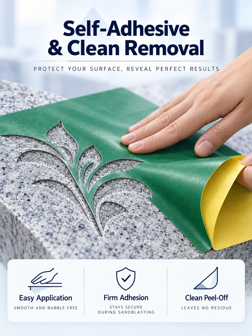 Natural Rubber Sandblast Stencil Film — Installation and application detail