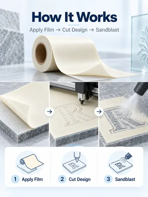 Double-Line Rubber Sandblast Film — Monument lettering